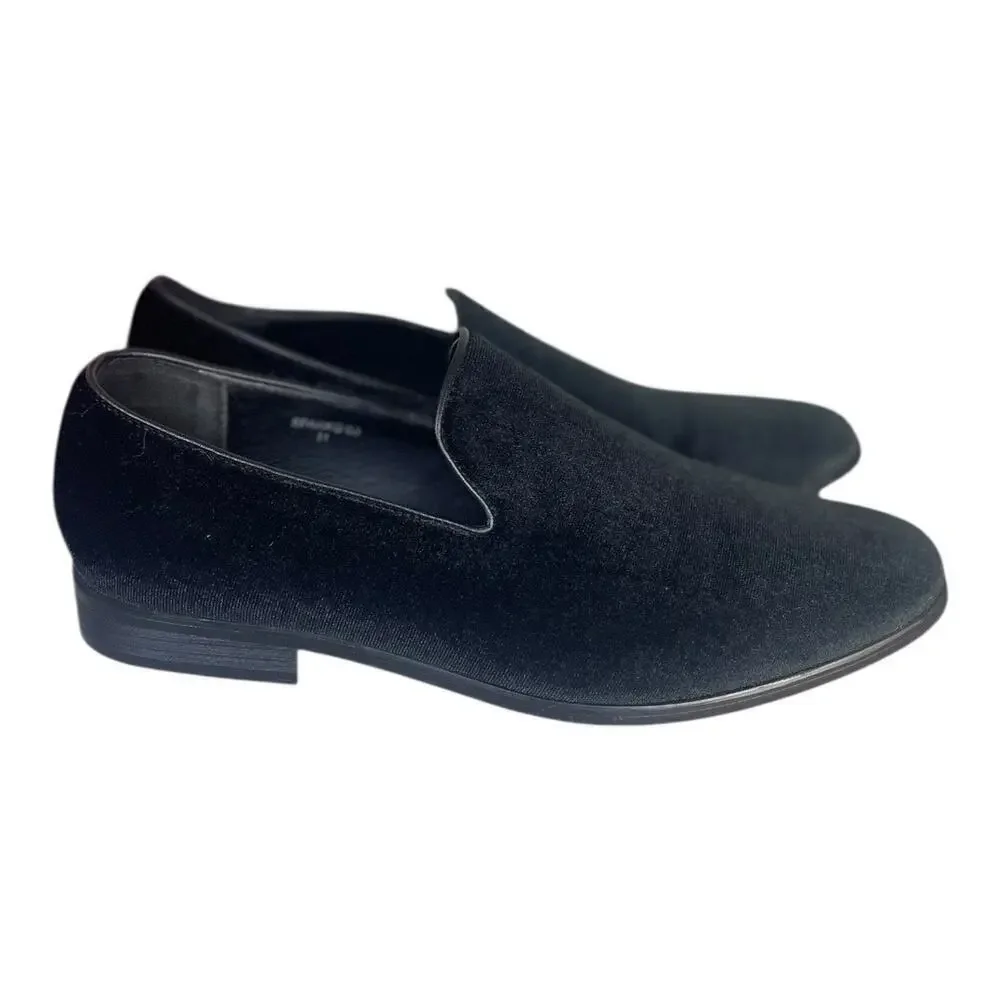 Enzo Romeo Men’s Black Velvet Slip On Dress Loafers Size 11